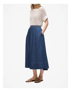 Soft Denim Skirt in Mid Blue