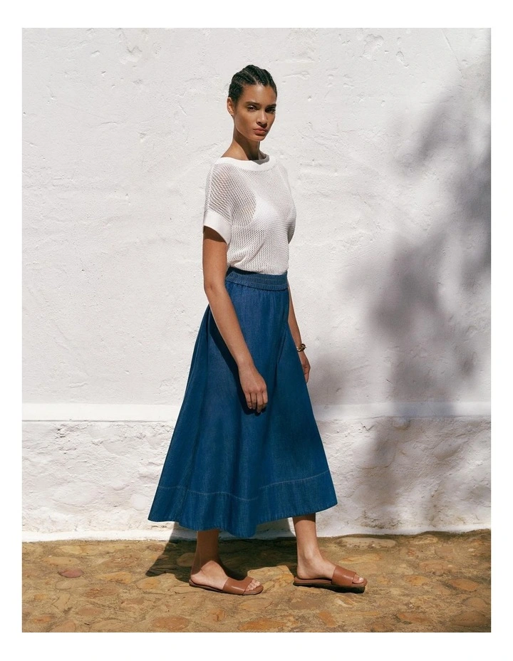 Soft Denim Skirt in Mid Blue image 2