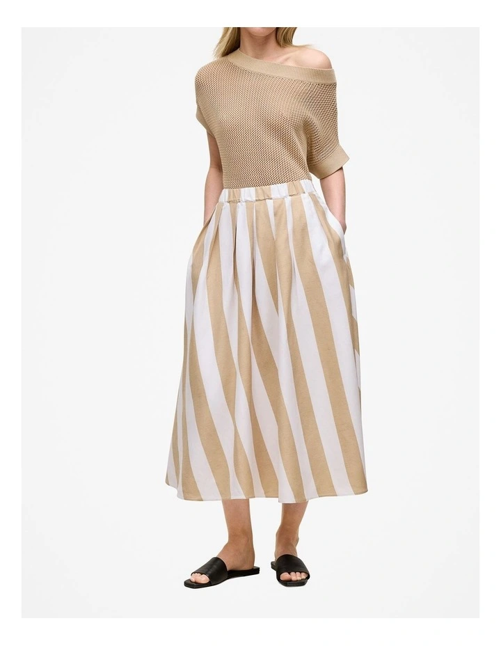 Cabana Stripe Skirt in Sand image 1