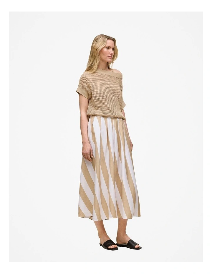 Cabana Stripe Skirt in Sand image 4