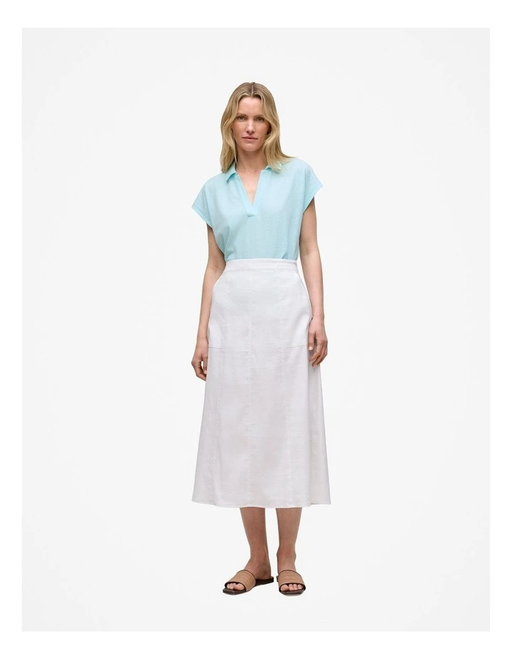 Linen Cotton Relaxed Cap Sleeve Polo in Pastel Blue image 2