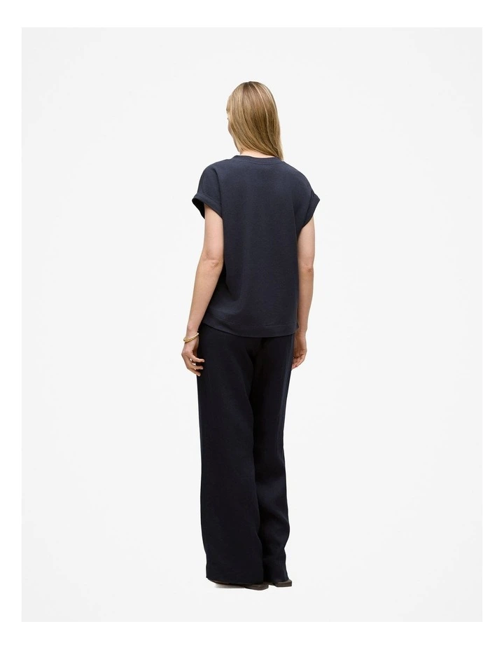Linen Cotton V Neck T-shirt in Night Sky image 4