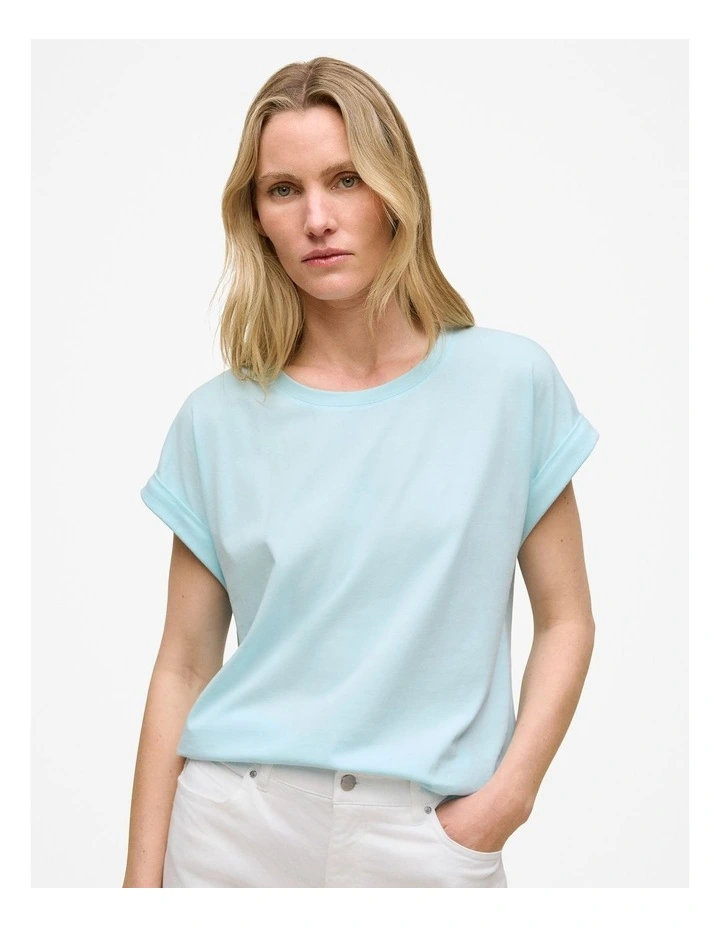 Australian Cotton Cuff Sleeve T-shirt in Pastel Blue image 1