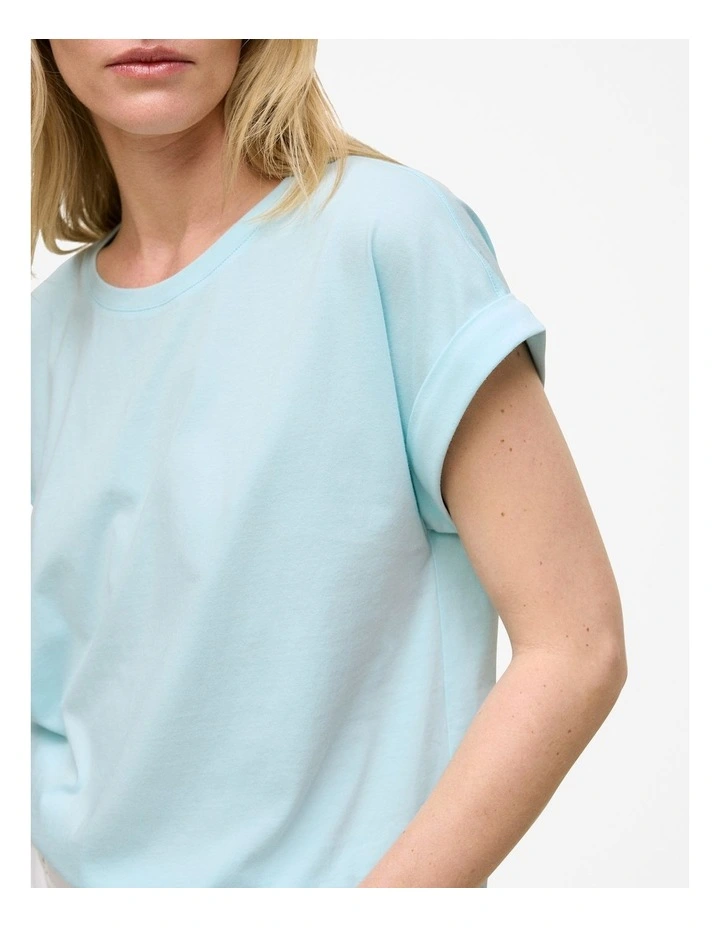 Australian Cotton Cuff Sleeve T-shirt in Pastel Blue image 3