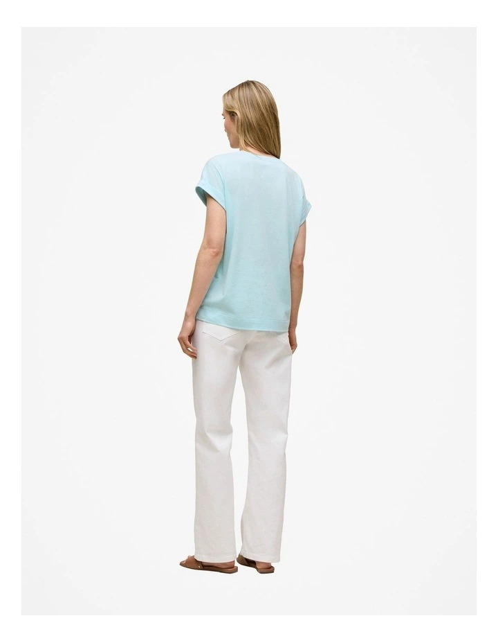 Australian Cotton Cuff Sleeve T-shirt in Pastel Blue image 4