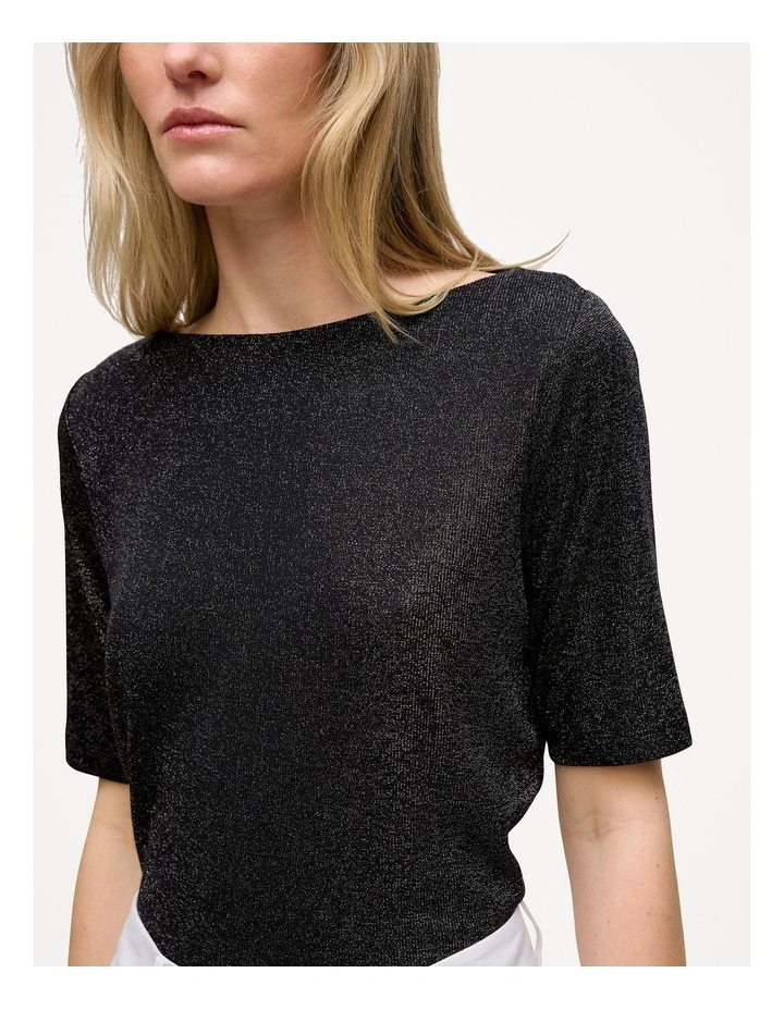 Metallic Rib T-shirt in Night Sky image 3