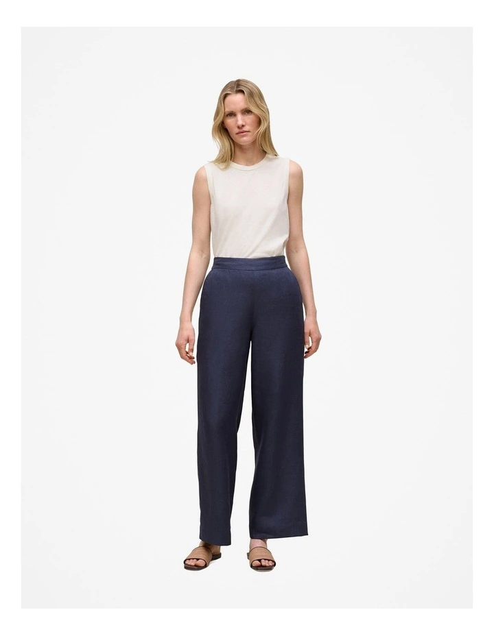 Linen Cotton Crew Tank in White image 2