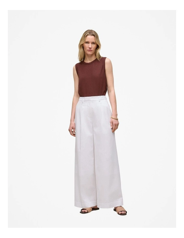 Linen Cotton Crew Tank in Espresso image 2