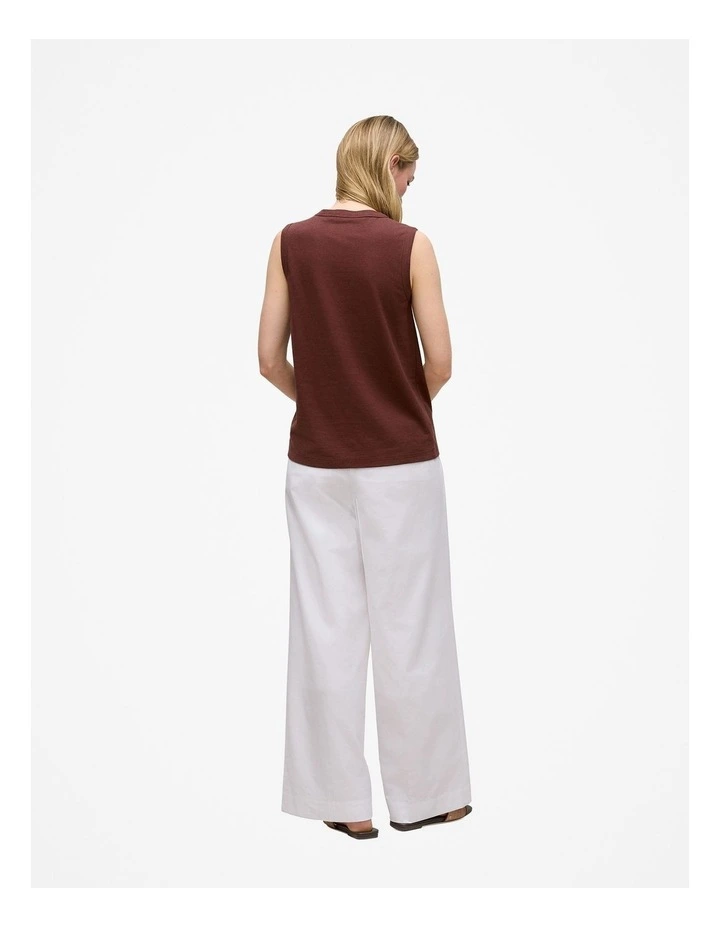 Linen Cotton Crew Tank in Espresso image 4