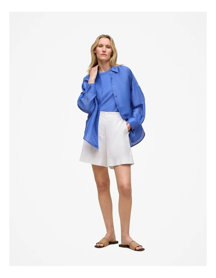 Linen Cotton Crew Tank in Vivid Blue image 2