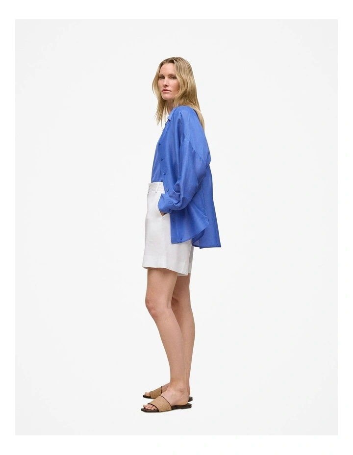 Linen Cotton Crew Tank in Vivid Blue image 4