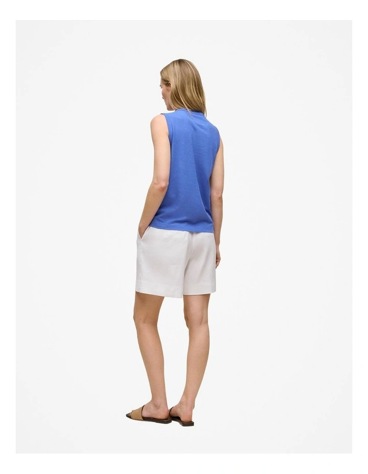 Linen Cotton Crew Tank in Vivid Blue image 5