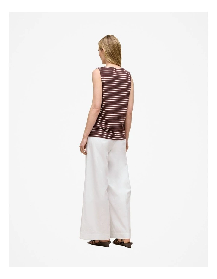 Modal Cotton Stripe Boatneck Tank in Espresso image 4