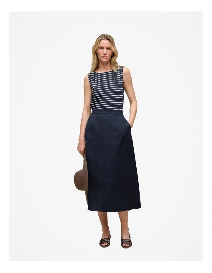 Modal Cotton Stripe Boatneck Tank in Night Sky image 3