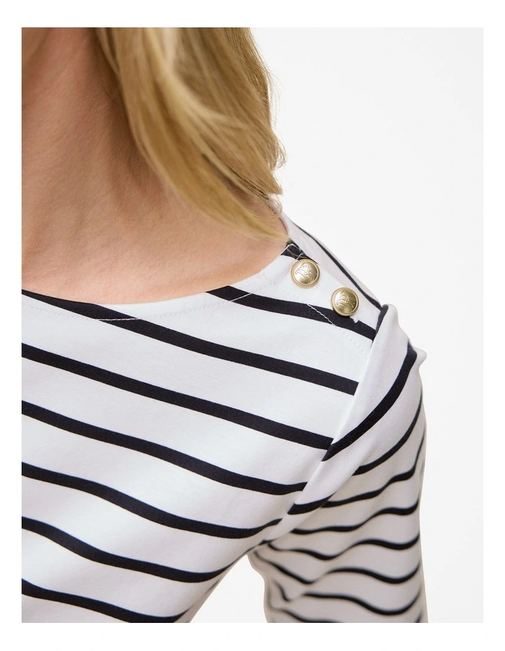 Stripe Boatneck T-shirt in Night Sky image 3