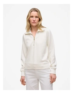 Terry Relaxed Zip Sweat in White
