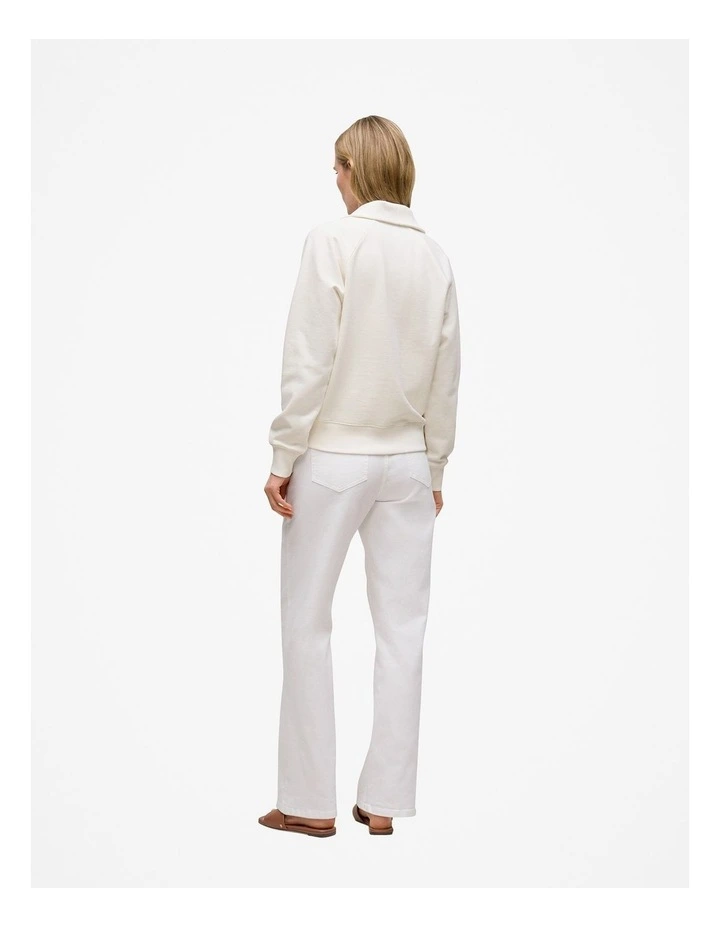 Terry Relaxed Zip Sweat in White image 4