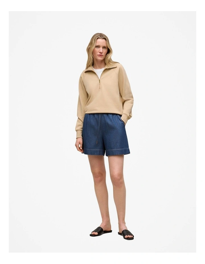 Terry Relaxed Zip Sweat in Sand image 2