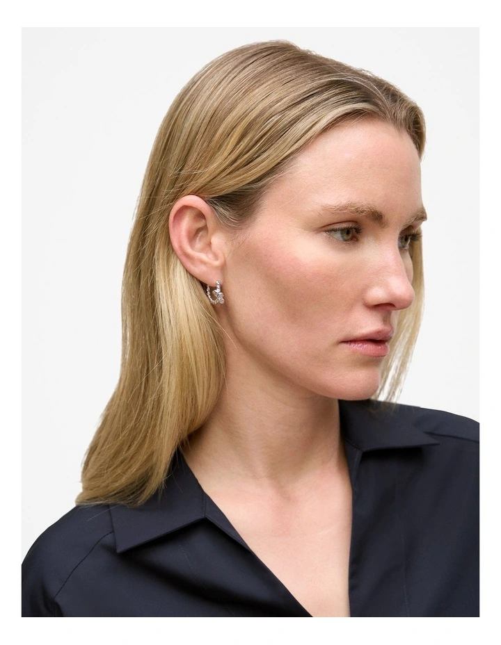 Bedarra Huggie Hoop Earrings in Silver image 2