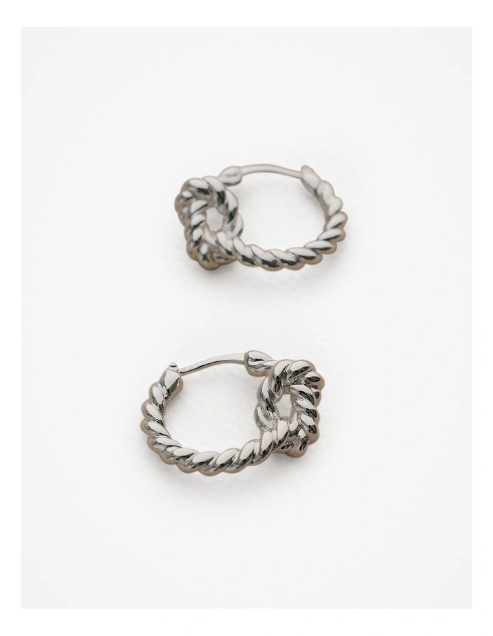 Bedarra Huggie Hoop Earrings in Silver image 3