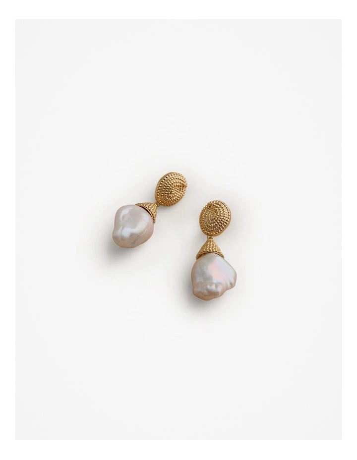 Eyre Pearl Drop Earrings in Gold image 1