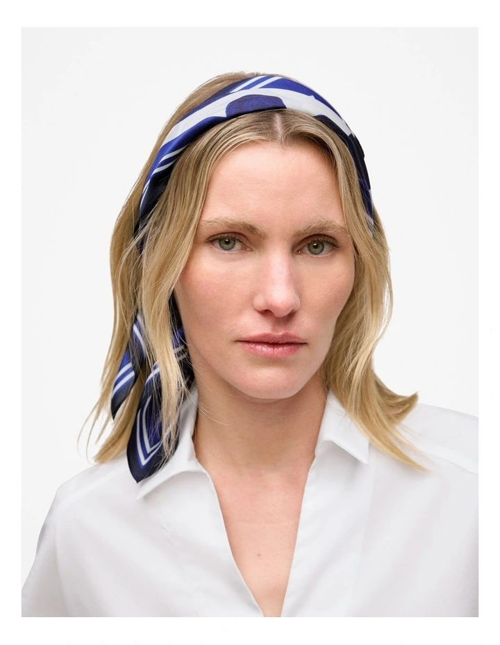 Marea Silk Twill Scarf in White image 2