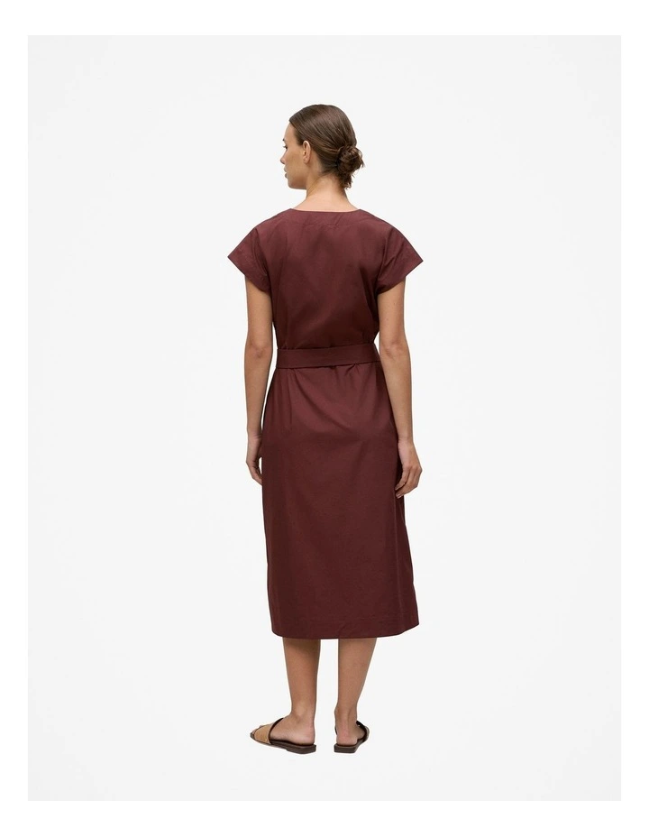 Cotton Poplin Cap Sleeve Belted Dress in Espresso image 6