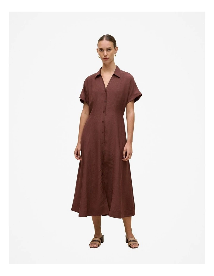 Soft Seam Detail Shirt Dress in Espresso image 1