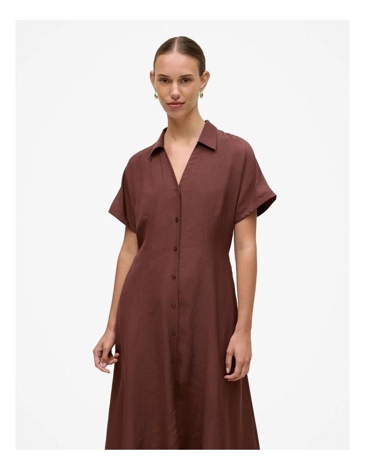 Soft Seam Detail Shirt Dress in Espresso image 2