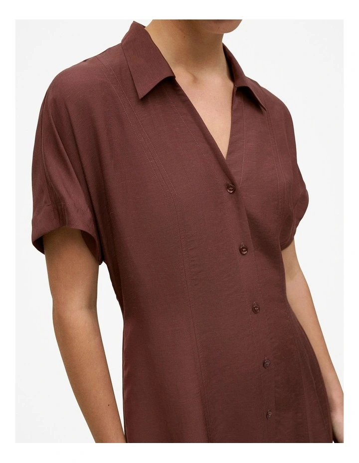 Soft Seam Detail Shirt Dress in Espresso image 3