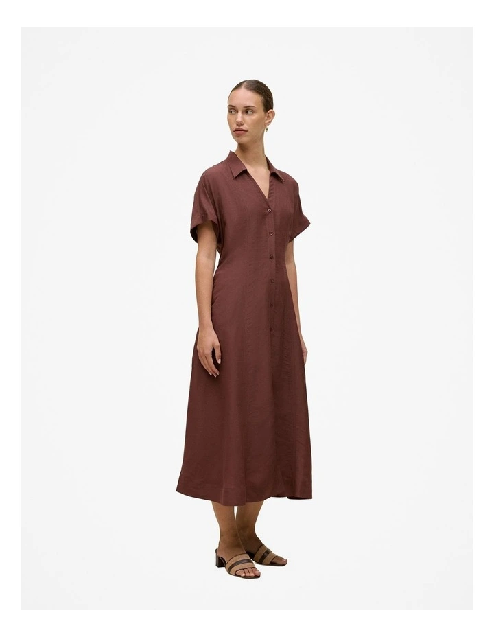 Soft Seam Detail Shirt Dress in Espresso image 4