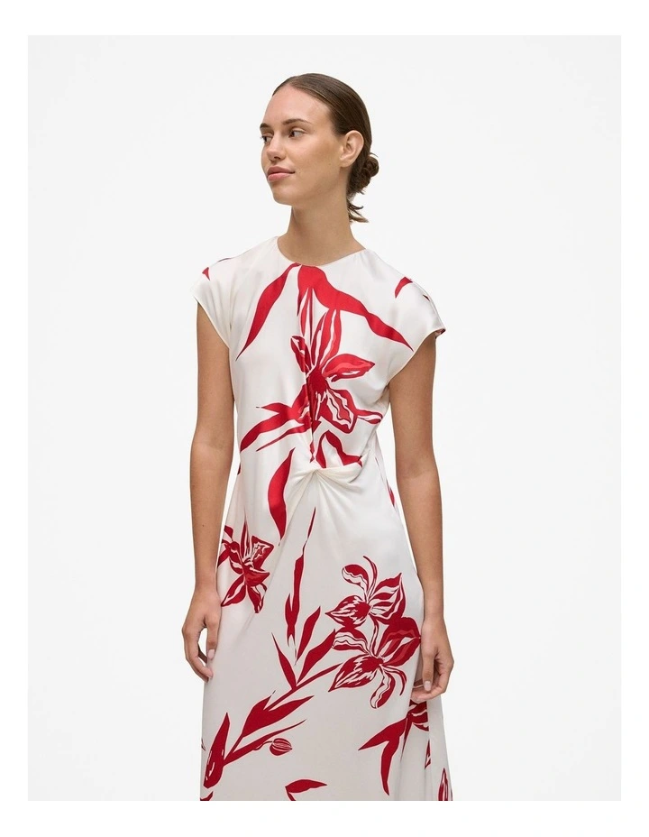 Wild Iris Twist Front Column Dress in White image 2