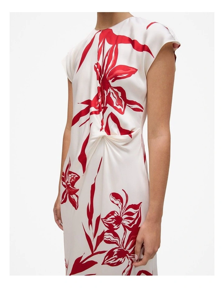 Wild Iris Twist Front Column Dress in White image 3