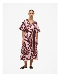 Wakame Linen Kimono Sleeve Dress in Light Pink