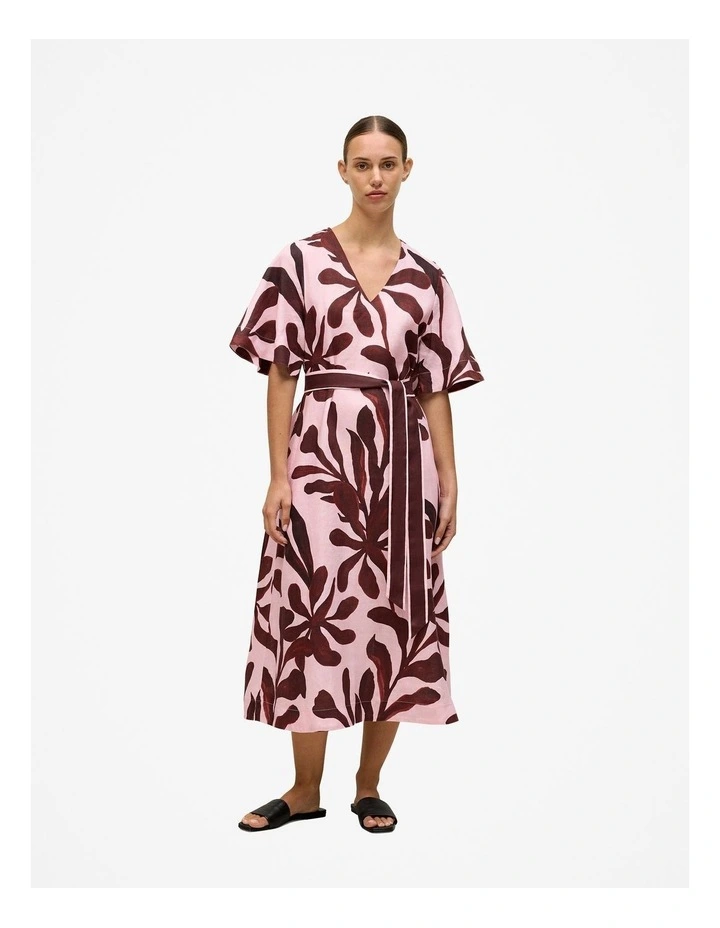 Wakame Linen Kimono Sleeve Dress in Light Pink image 1