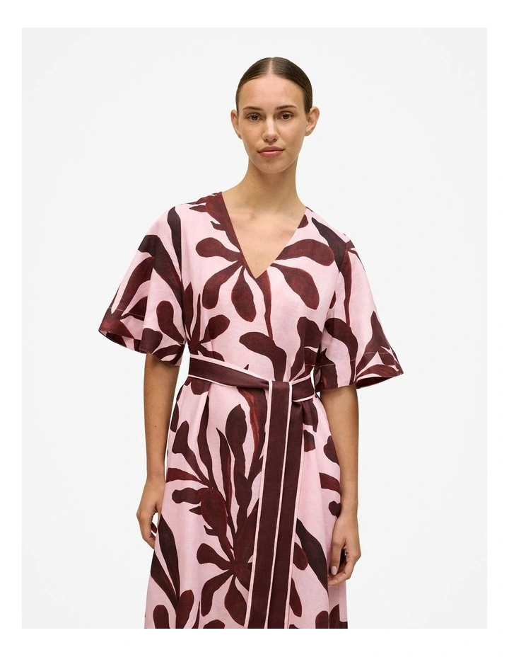 Wakame Linen Kimono Sleeve Dress in Light Pink image 2