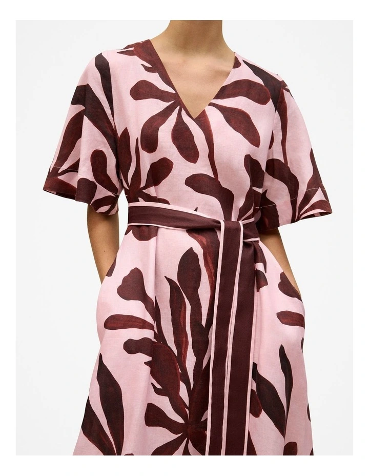 Wakame Linen Kimono Sleeve Dress in Light Pink image 3