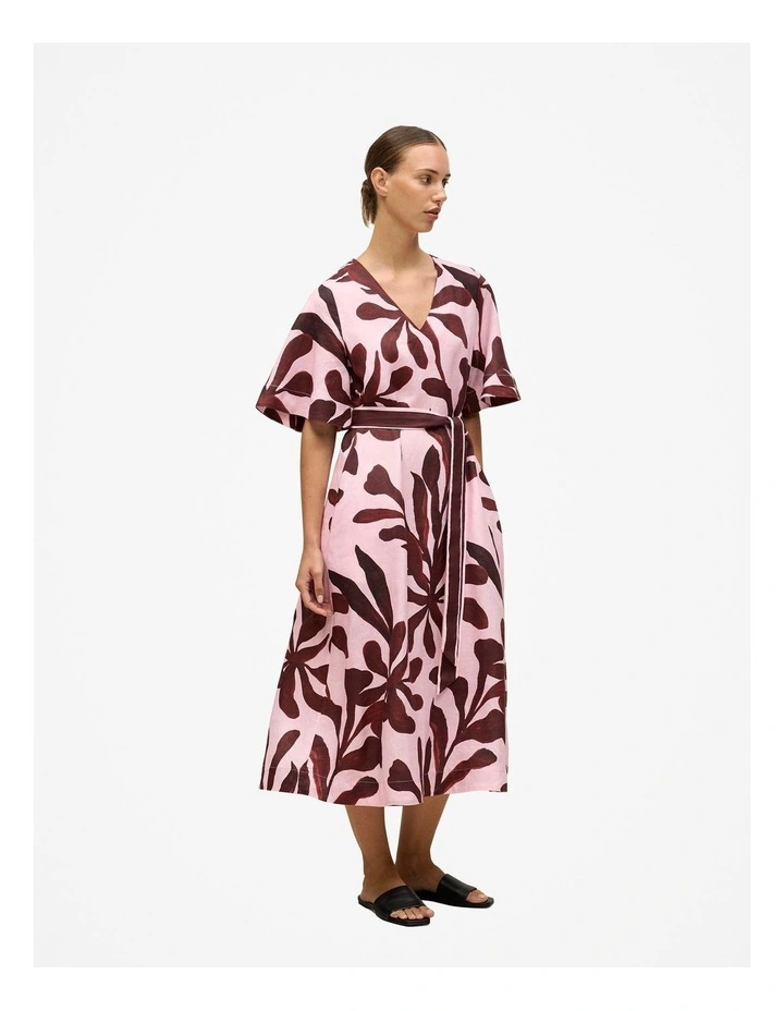 Wakame Linen Kimono Sleeve Dress in Light Pink image 4