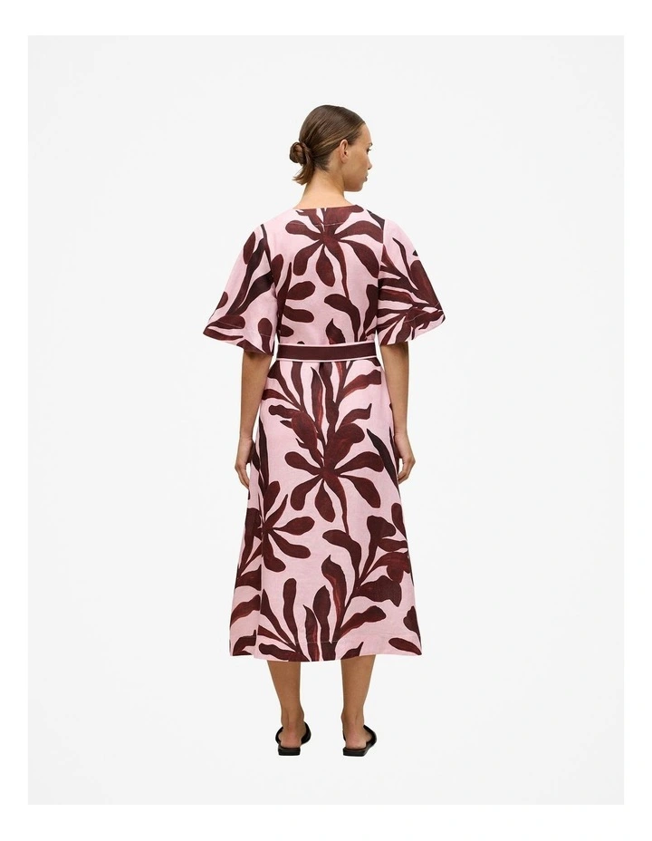 Wakame Linen Kimono Sleeve Dress in Light Pink image 5