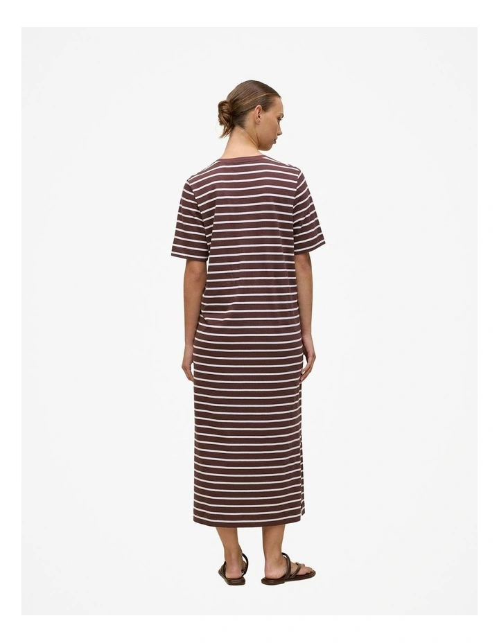 Cotton Stripe Relaxed T-shirt Dress in Espresso image 5
