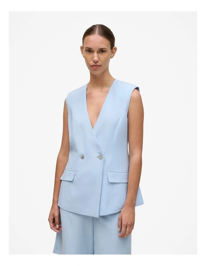 Tailored Double Breasted Vest in Blue Marble image 1