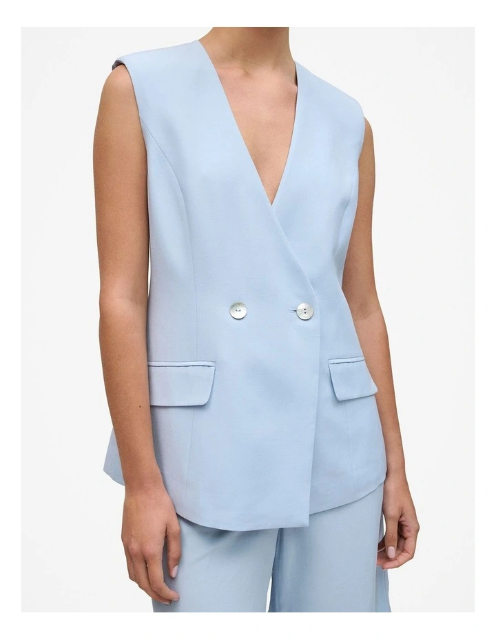Tailored Double Breasted Vest in Blue Marble image 3