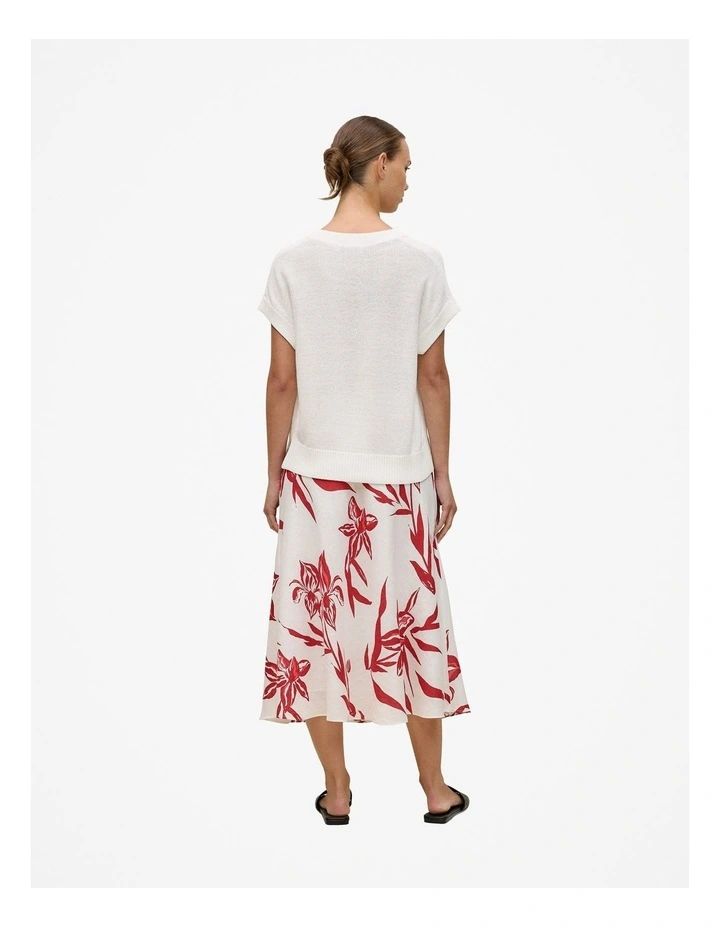 Mercerised Cotton Relaxed V Neck Knit in White image 5