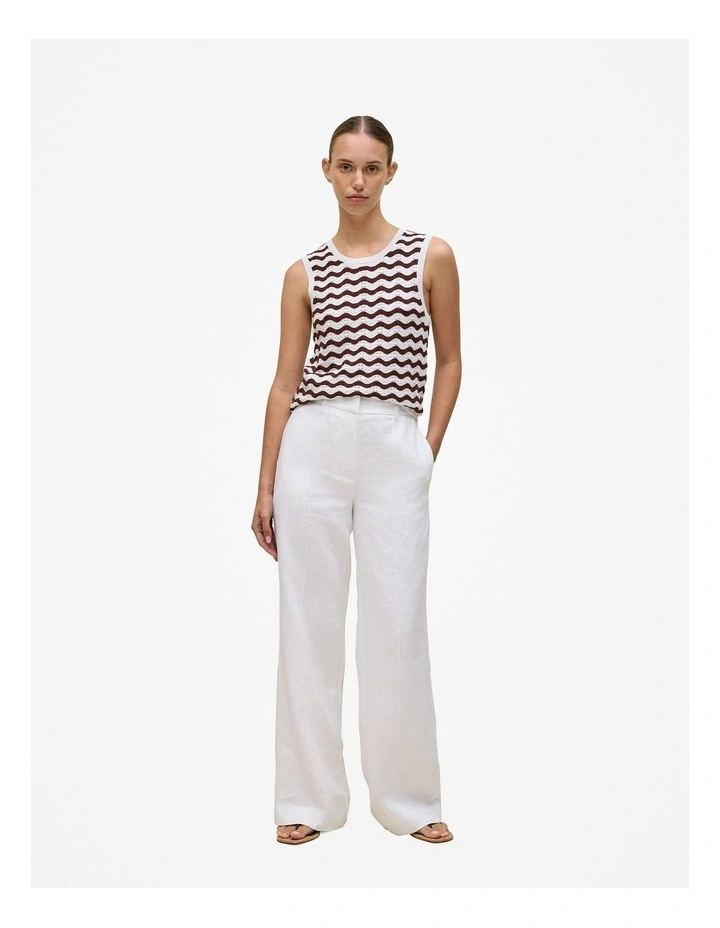 Cotton Pointelle Wave Stripe Tank in Espresso image 3