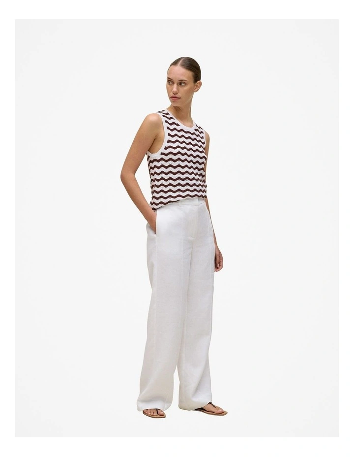 Cotton Pointelle Wave Stripe Tank in Espresso image 5