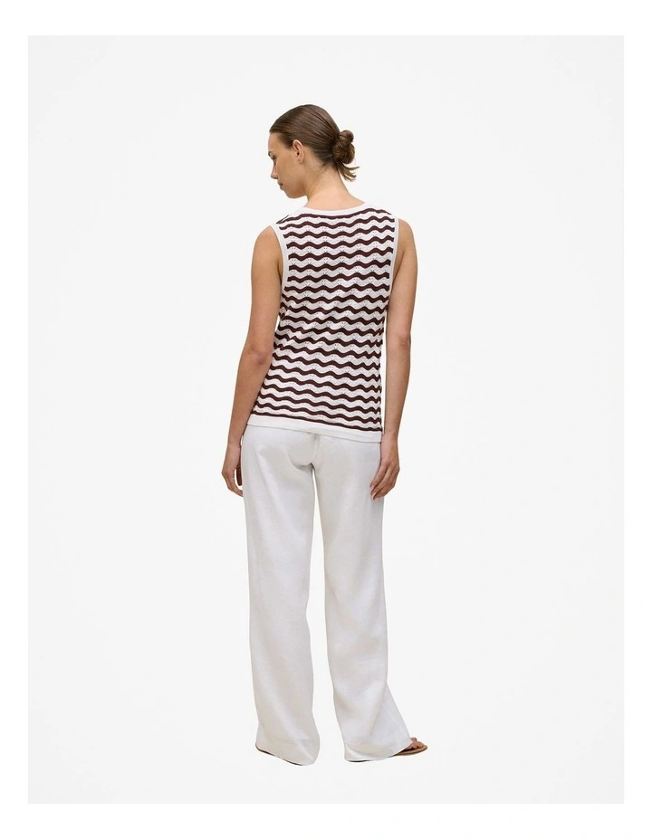 Cotton Pointelle Wave Stripe Tank in Espresso image 6