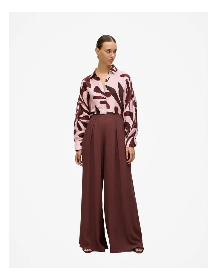 Pleat Detail Palazzo Pant in Espresso image 3