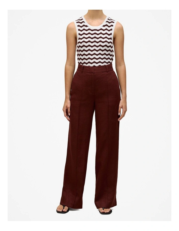 Linen Pintucked Pant in Espresso image 1