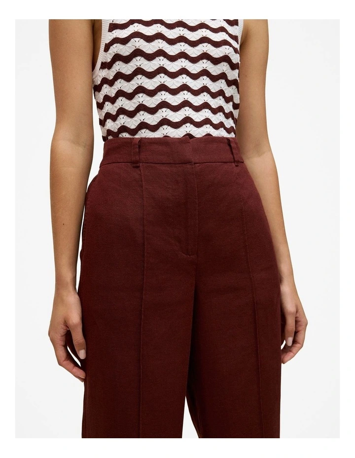 Linen Pintucked Pant in Espresso image 3