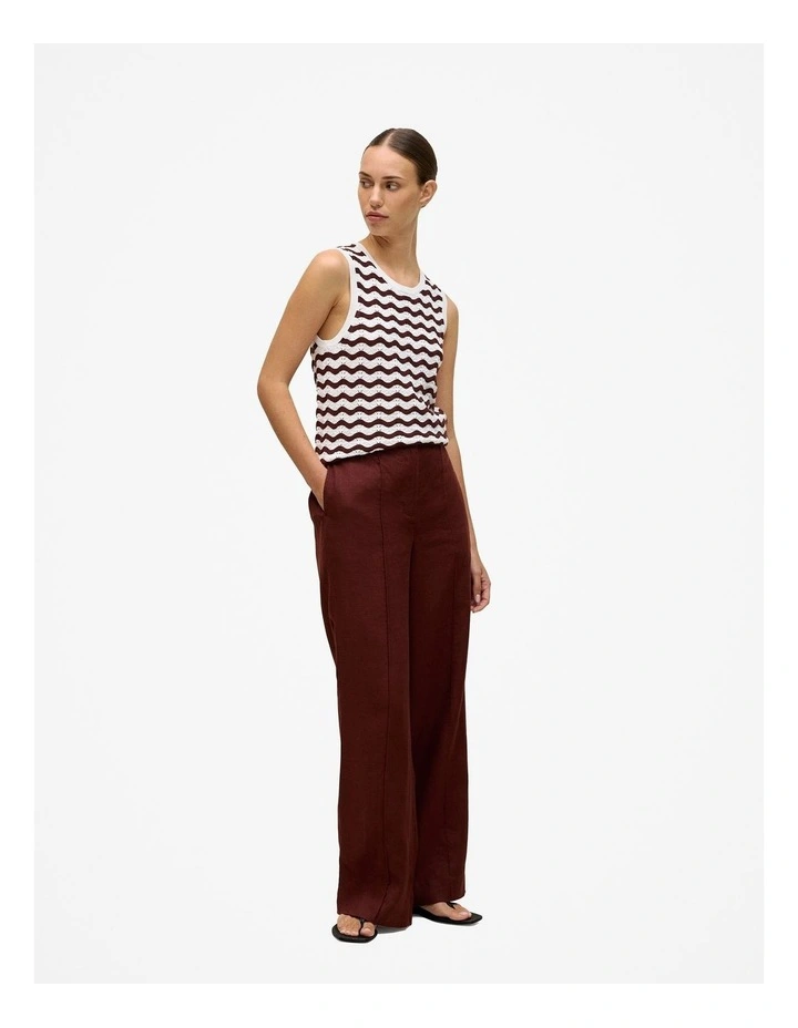 Linen Pintucked Pant in Espresso image 4